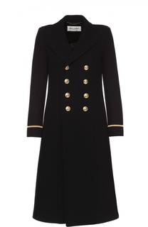 Двубортное пальто с контрастными пуговицами Saint Laurent