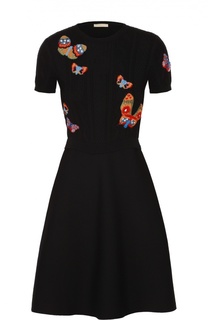 Приталенное мини-платье с вышивкой в виде бабочек Valentino