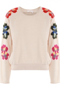 Пуловер с круглым вырезом и цветочной вышивкой Chloé