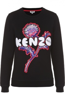 Хлопковый свитшот с контрастной вышивкой Kenzo