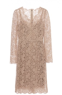 Приталенное кружевное платье с длинным рукавом Dolce &amp; Gabbana