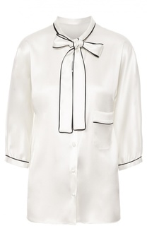 Шелковая блуза с контрастной отделкой и воротником аскот Dolce &amp; Gabbana