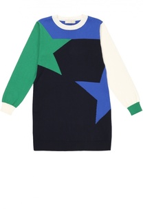 Платье с геометрическим принтом из смеси хлопка и кашемира Stella McCartney