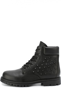 Высокие кожаные ботинки Rockstud Valentino