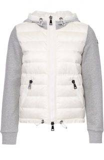 Куртка асимметричного кроя с пуховой вставкой и капюшоном Moncler
