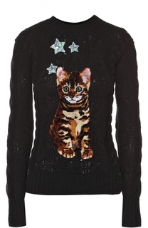 Кашемировый пуловер фактурной вязки с декоративной отделкой Dolce &amp; Gabbana