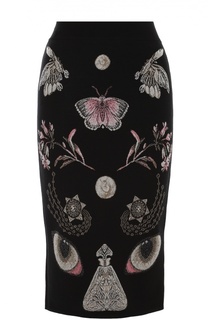 Вязаная юбка-карандаш с контрастными принтом Alexander McQueen