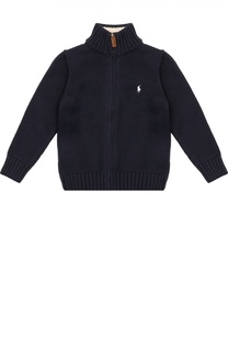 Хлопковый кардиган на молнии с воротником-стойкой Polo Ralph Lauren