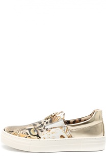 Кожаные слипоны с принтом Roberto Cavalli