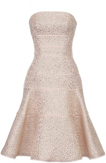 Расклешенное платье-бюстье с металлизированной отделкой Oscar de la Renta