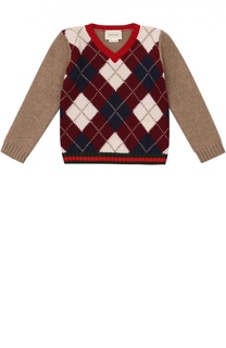 Пуловер джерси с геометричным принтом Gucci