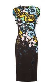 Приталенное платье без рукавов с цветочным принтом Escada
