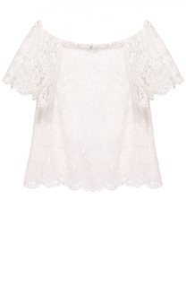Кружевной топ прямого кроя с коротким рукавом Valentino