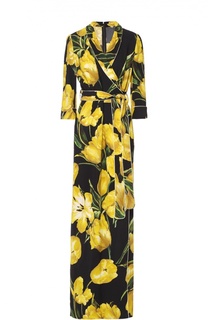 Платье-макси с запахом и цветочным принтом Dolce &amp; Gabbana