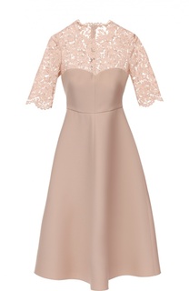 Приталенное платье с кружевным лифом и коротким рукавом Valentino