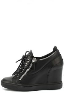 Кожаные кеды на танкетке Giuseppe Zanotti Design