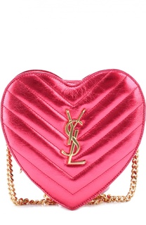 Сумка Small Love Heart из металлизированной кожи Saint Laurent