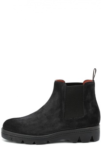 Замшевые ботинки на массивной подошве Santoni