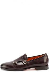 Кожаные монки с двумя пряжками Santoni