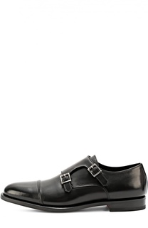Кожаные монки с двумя пряжками Santoni
