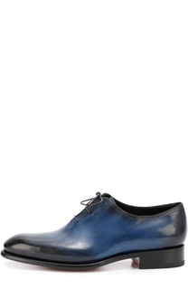 Классические кожаные оксфорды с патинированием Santoni