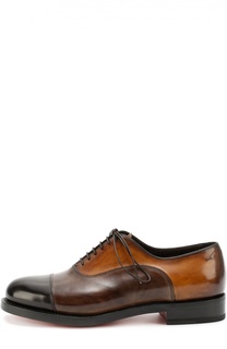 Классические кожаные оксфорды с патинированием Santoni