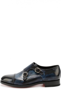 Кожаные монки с камуфляжным принтом Santoni
