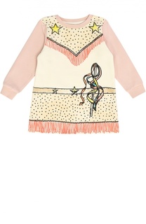 Платье с длинным рукавом и контрастным принтом Stella McCartney
