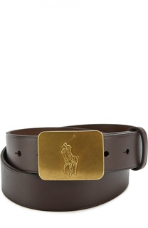 Кожаный ремень с логотипом бренда Polo Ralph Lauren