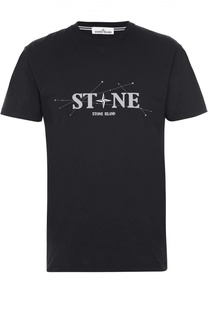 Хлопковая футболка с надписью Stone Island