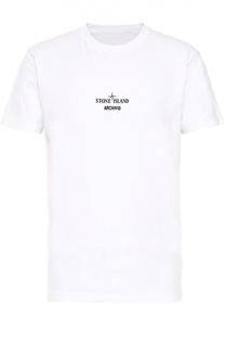 Хлопковая футболка с надписью Stone Island