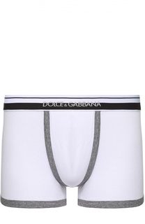 Хлопковые боксеры с широкой контрастной резинкой Dolce &amp; Gabbana