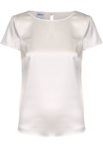 Шелковый топ с коротким рукавом и круглым вырезом Armani Collezioni