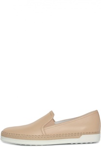 Кожаные слипоны Gomma Rafia с джутовым рантом Tod’s