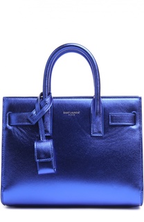 Сумка Sac De Jour Nano из металлизированной кожи Saint Laurent