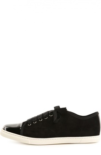 Замшевые кеды с лаковым мысом Lanvin