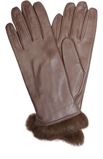 Кожаные перчатки с отделкой из меха кролика Sermoneta Gloves