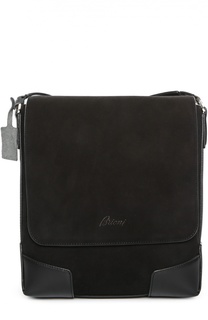 Замшевая сумка-планшет с логотипом бренда Brioni