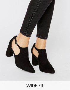 Туфли на блочном каблуке для широкой стопы из искусственной замши с вырезами New Look - Черный
