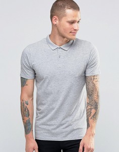 Серая меланжевая футболка‑поло New Look - Серый