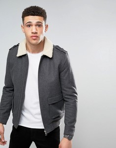 Куртка-пилот из 50% шерстяного сукна с воротником борг Tokyo Laundry - Серый
