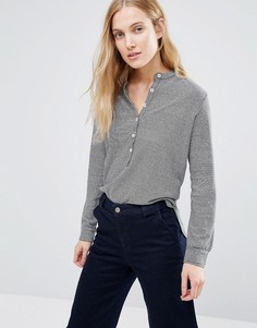 Топ хенли в клетку MiH Jeans - Черный