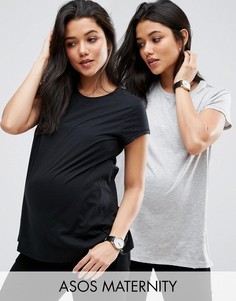 2 футболки для беременных с круглым вырезом ASOS Maternity - СКИДКА 20 - Мульти