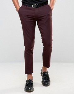 Бордовые супероблегающие укороченные брюки ASOS - Фиолетовый