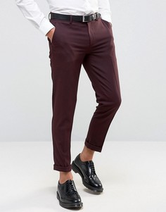 Бордовые укороченные брюки скинни ASOS - Фиолетовый