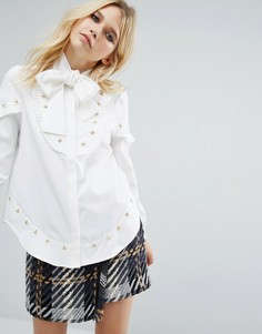 Рубашка со звездочками и завязкой на шее Sister Jane - Белый