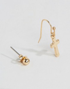 Золотистые серьги с крестиками ASOS - Золотой