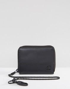 Кожаный бумажник на молнии с цепочкой G-Star Lador - Черный