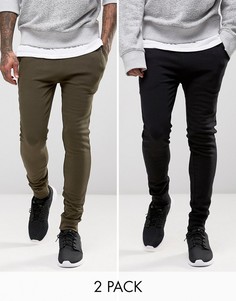2 супероблегающих джоггеров (черный/хаки) ASOS - СКИДКА 17 - Мульти