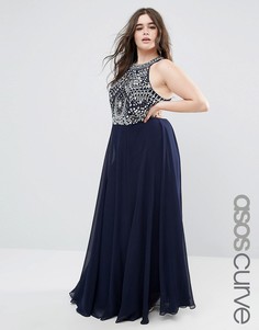 Платье макси с вырезами ASOS CURVE - Темно-синий